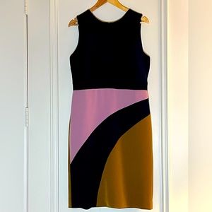 Tri Color (pink, navy and Taupe) size 12 midi shift dress